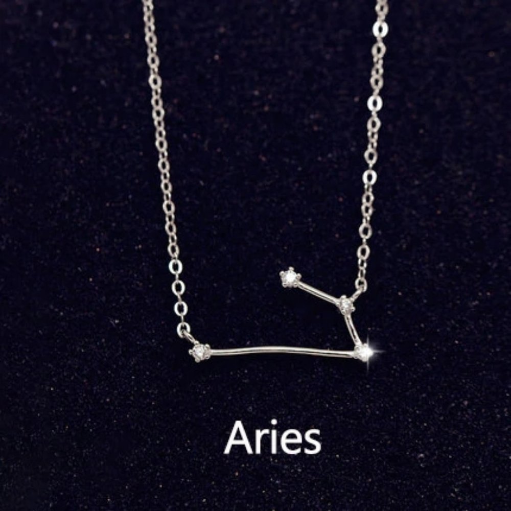 925 Sterling Silver Diamond Zodiac Necklace--Aries - Picture 1 of 3